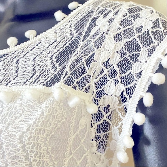 Knitted Laced White Fashion Summer Dress With Tassels. SZ L - Picture 9 of 14